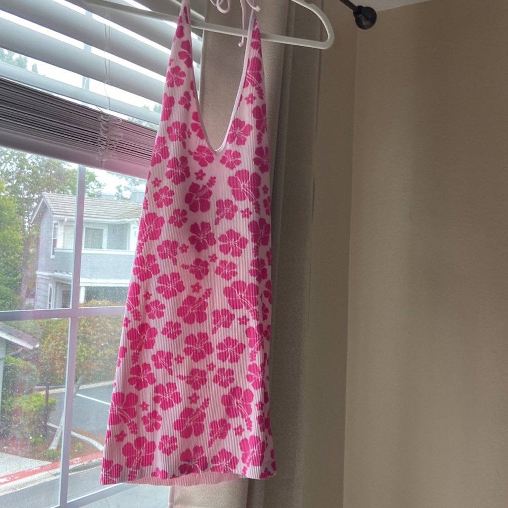 Hawaiian Pink Halter Dress
